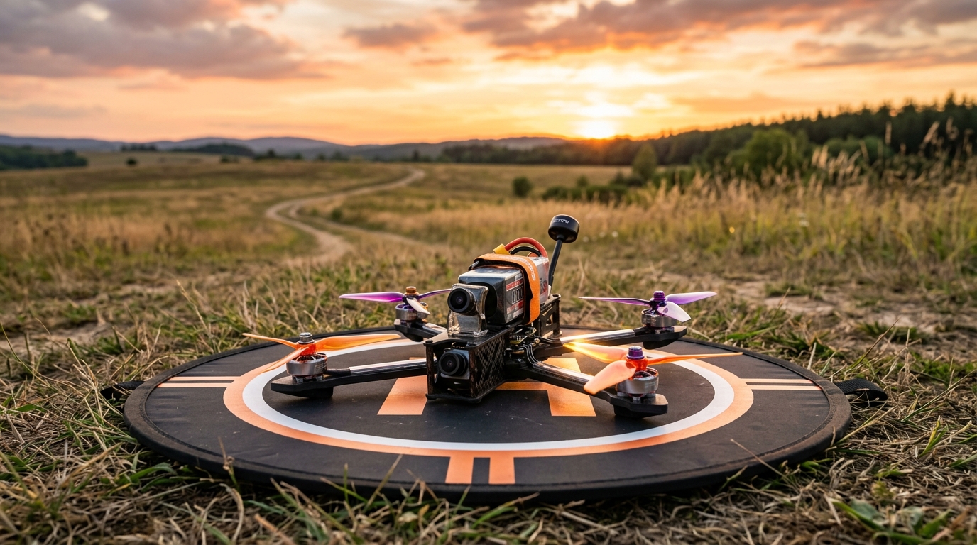 Pilot Flying FPV Drone with Controller